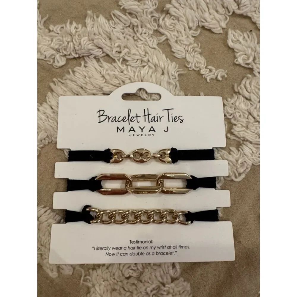 Maya Black and Gold Bracelet Hair Ties - Set of 3